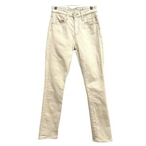 AG Adriano Goldschmied Paneled Mari Jeans Womens 26 Cream High Rise Slim Neutral